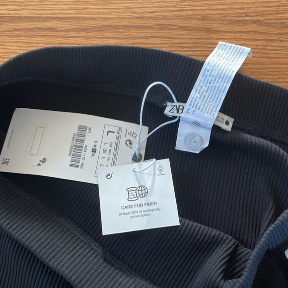 ZARA Pencil Basic Skirt Midi Casual Side Split Ribbed Knit Bodycon Skirt - Picture 7 of 8